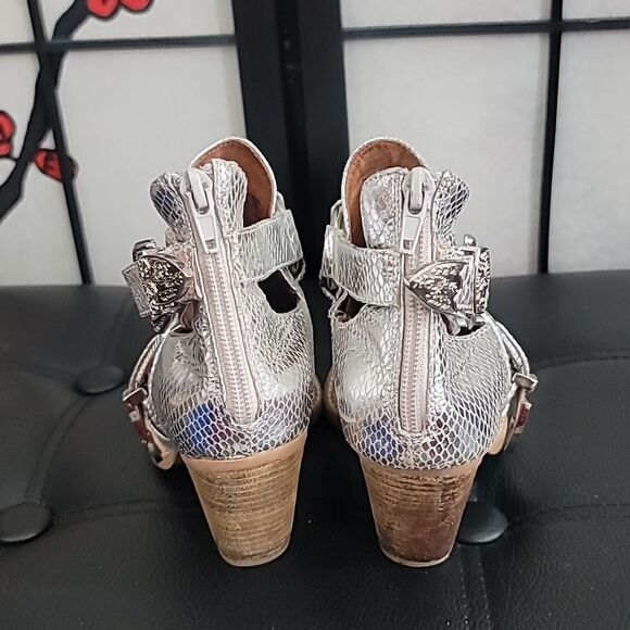 Free People x Jeffery Campbell Silver Icon Western Cut Out Ankle Boots - Picture 4 of 8